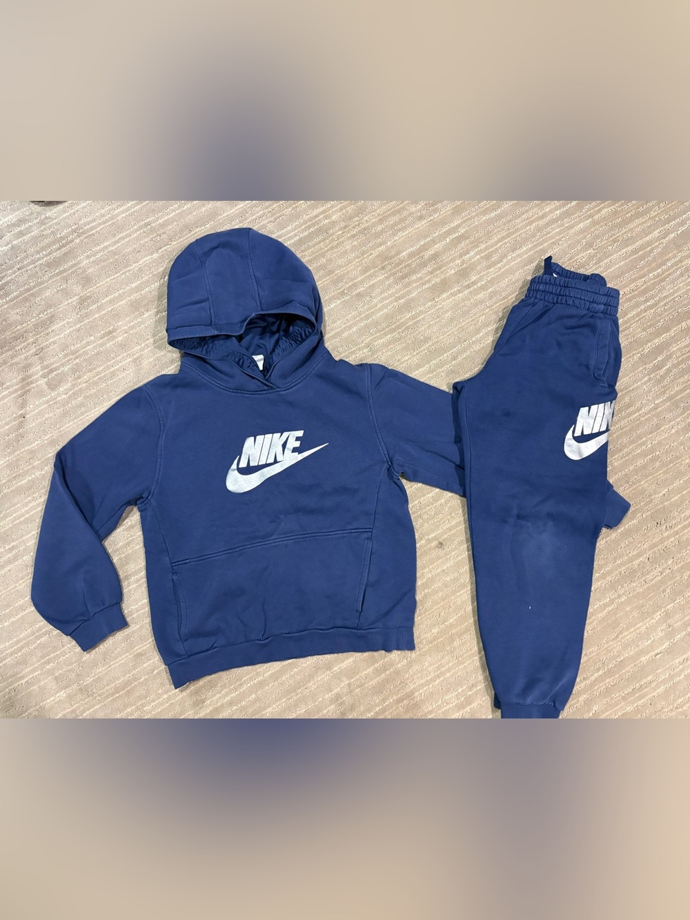 Boys Navy blue Nike sweat pants & hoodie outfit sz Large & XL
